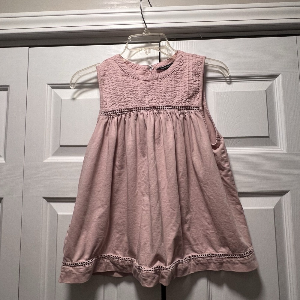 Banana Republic Women's Sleeveless Smocked Pintuck Light Purple Tank Top Small
